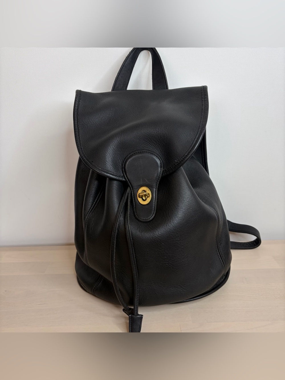 Vintage rare coach black leather backpack